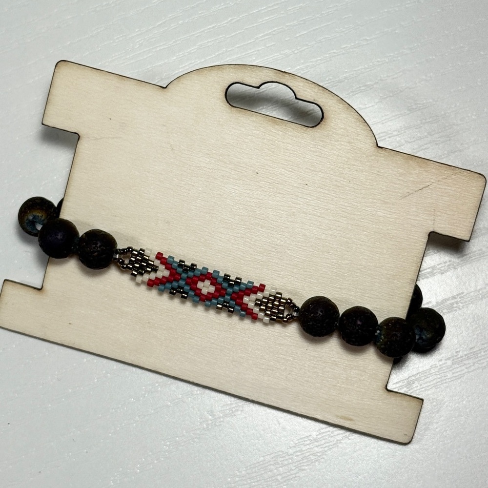 Handmade natural gemstone and seed beads bracelet
